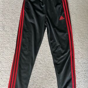 Adidas Kids Black Track Pants with Red Stripes